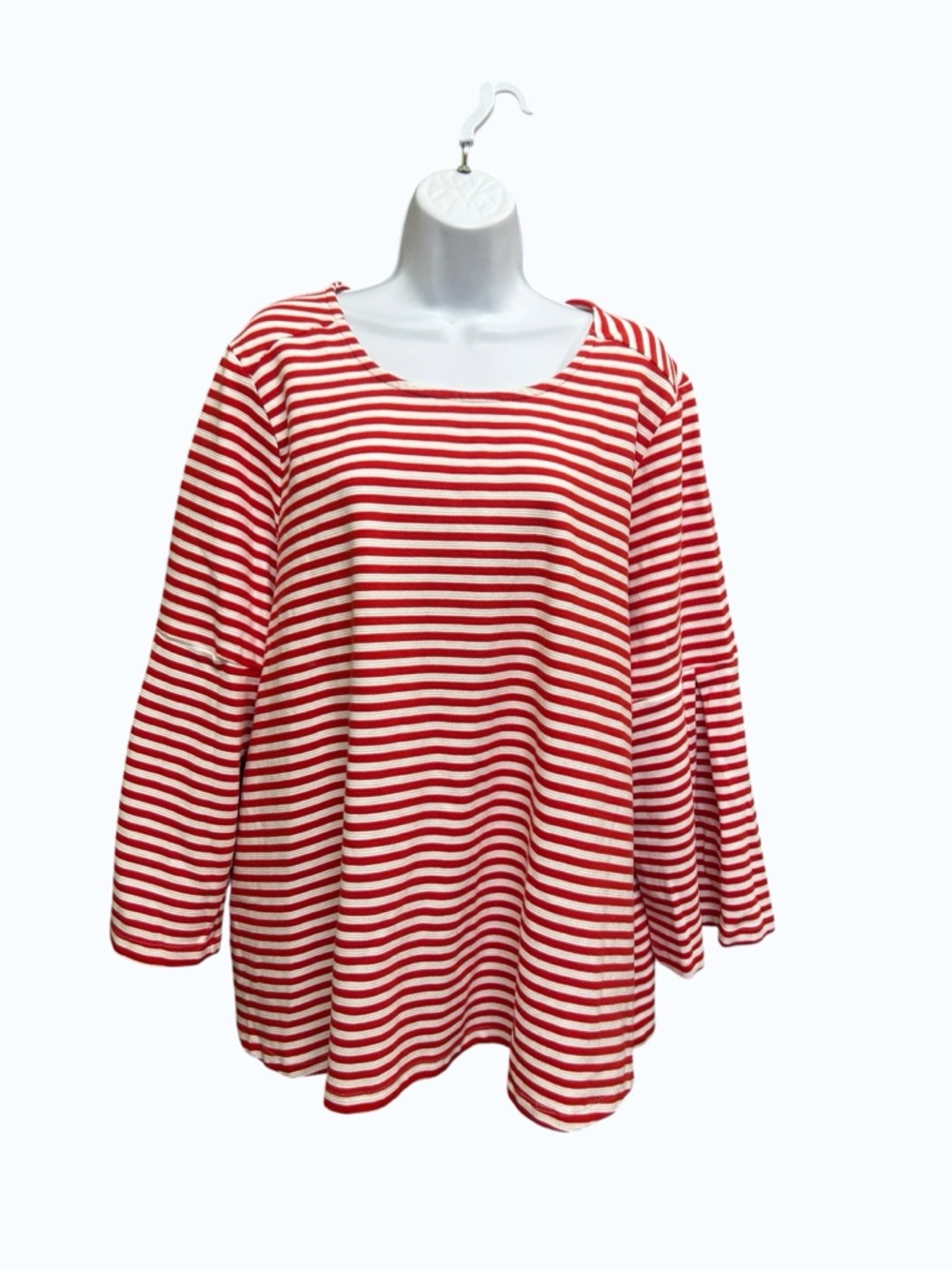 In Every Story Red White Striped Long Sleeve Swing Top Plus Size 3X